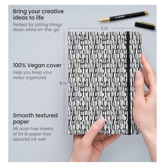 ARTEZA Journal Gift Set, 6x8 Inches, 96 Sheet notebook pen black NEW - Picture 2 of 4